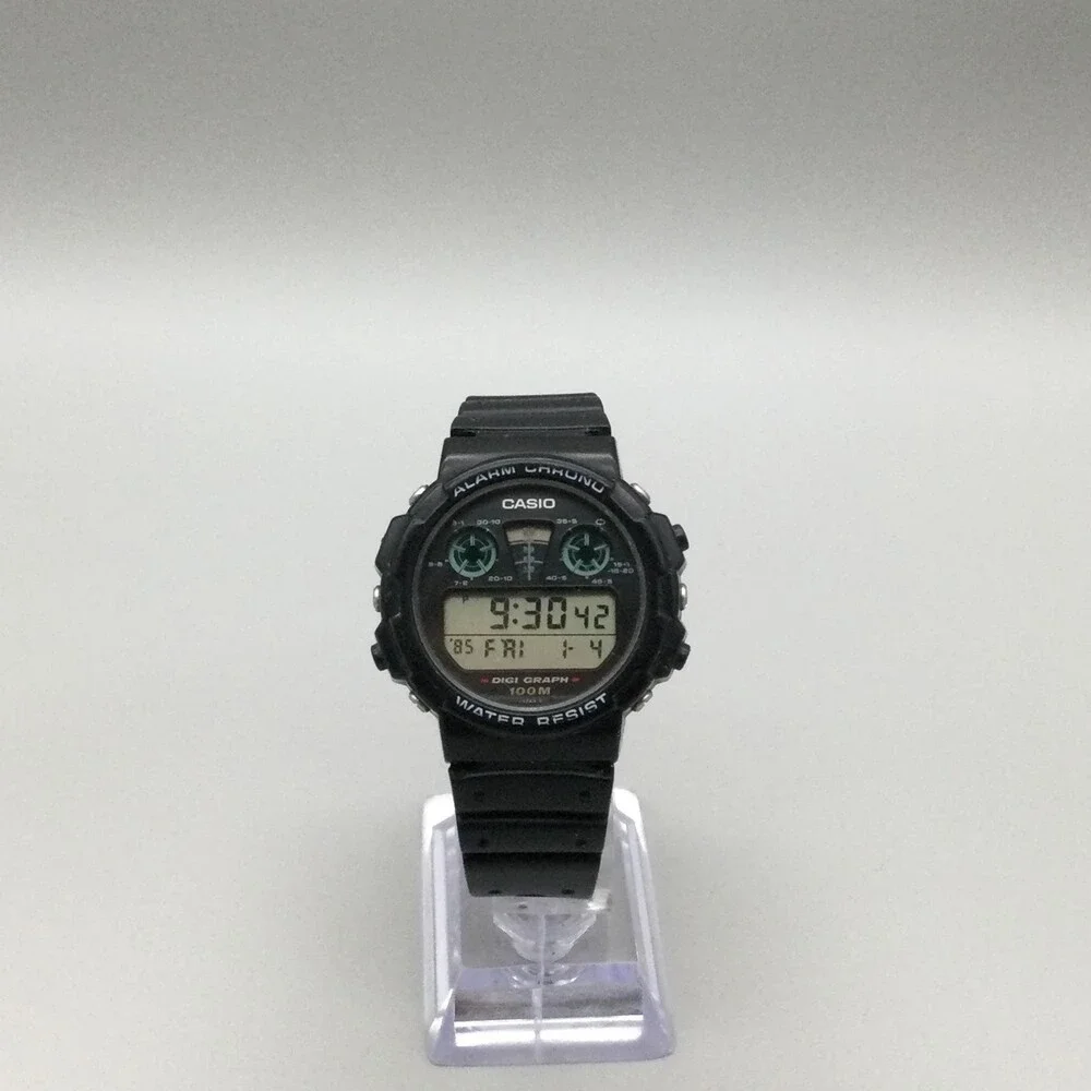 Vintage Casio 828 DGW-30 Mens Watch 39mm Black Digi Graph Digital New Battery